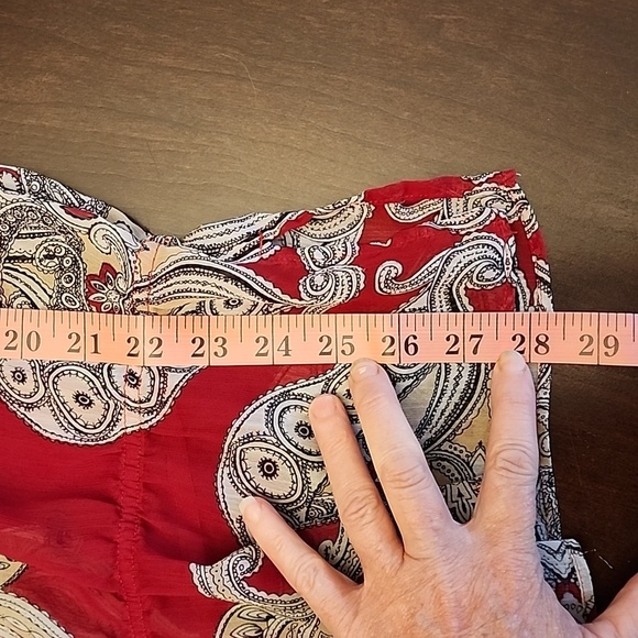 Chico’s Red Shear Tunic Blouse cinched @Waist sz 1 - Picture 9 of 10